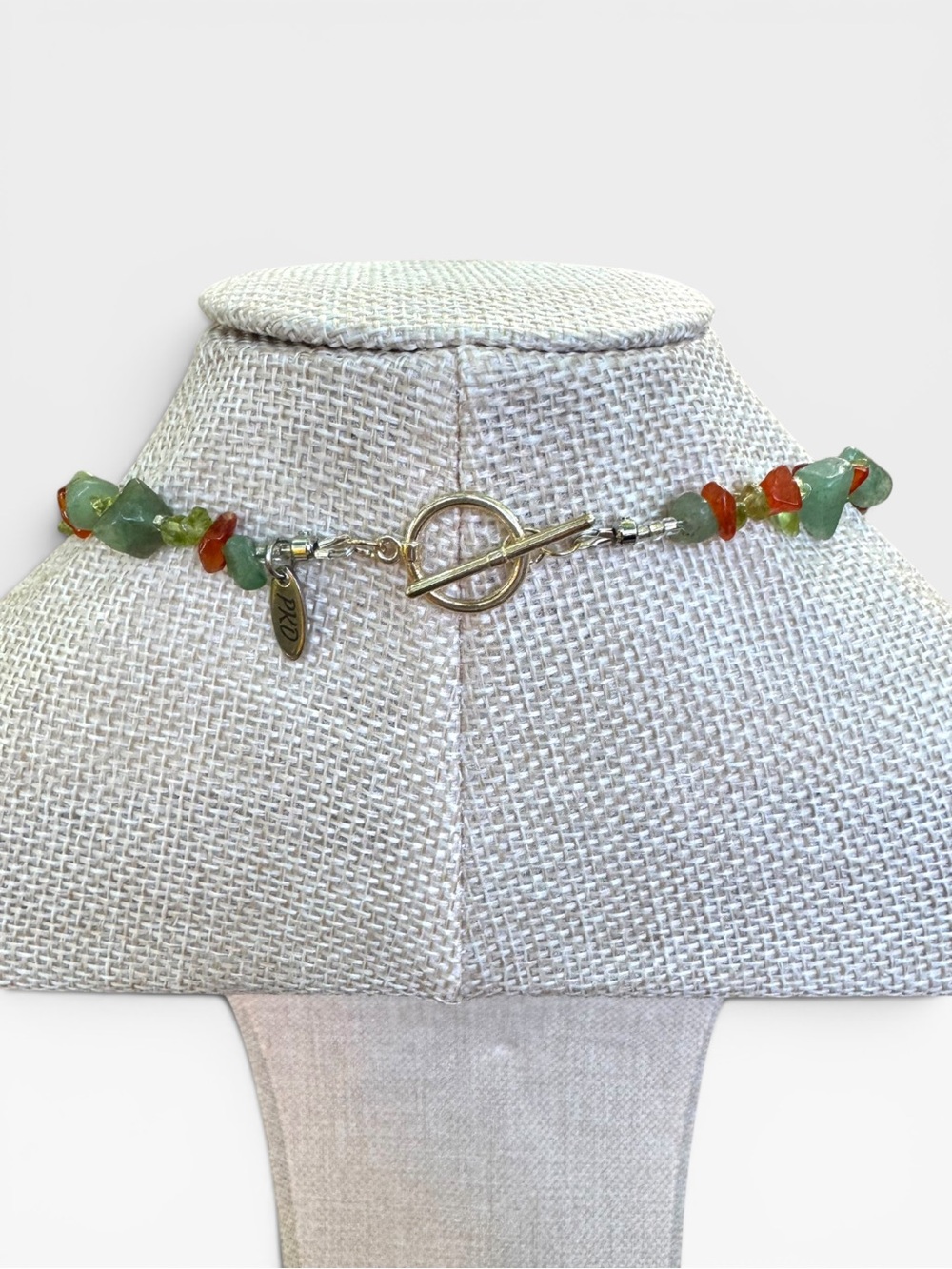 Artisan Green Mother of Pearl, Peridot, Carnelian & Aventurine Pendant Necklace - Picture 9 of 10